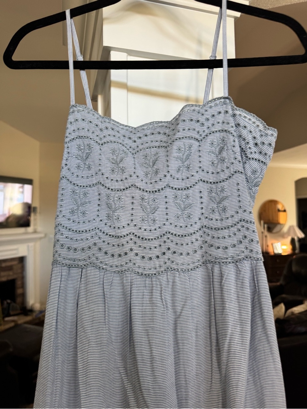 American Eagle Blue Eyelet Tiered Sundress with Spaghetti Straps - Picture 2 of 5